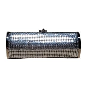 Jessica McClintock Silver Mesh Clutch Evening Purse